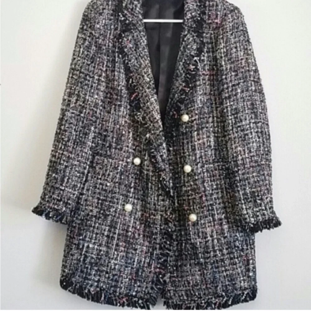 Frayed Button up blazer jacket - Picture 1 of 6